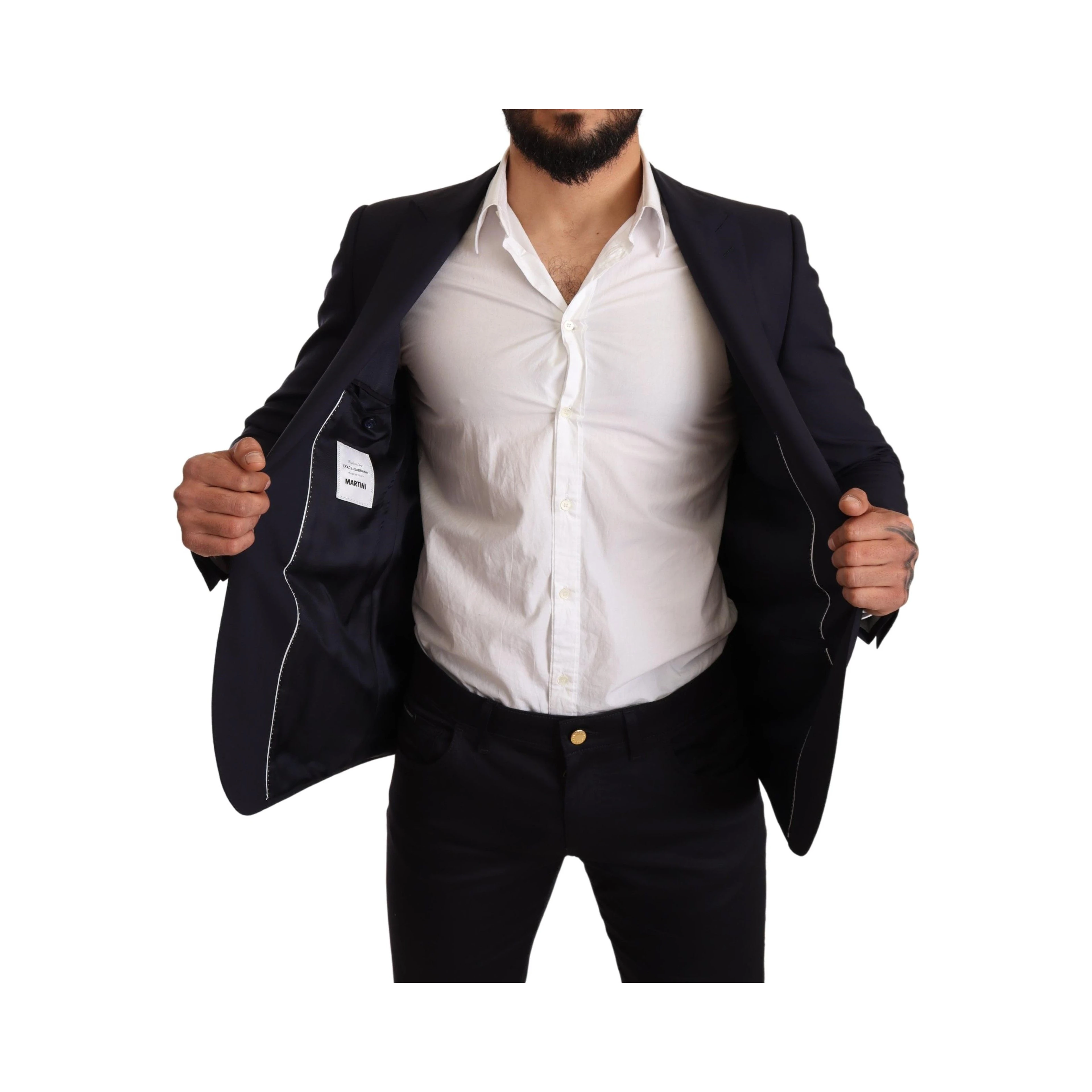 Navy Blue Wool Slim Fit MARTINI Blazer