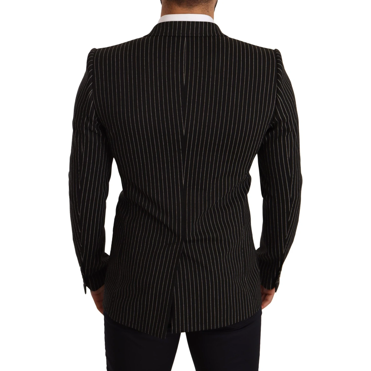 Black White Striped Slim Fit Coat Blazer