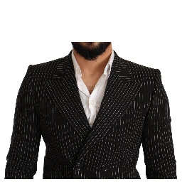 Black White Striped Slim Fit Coat Blazer