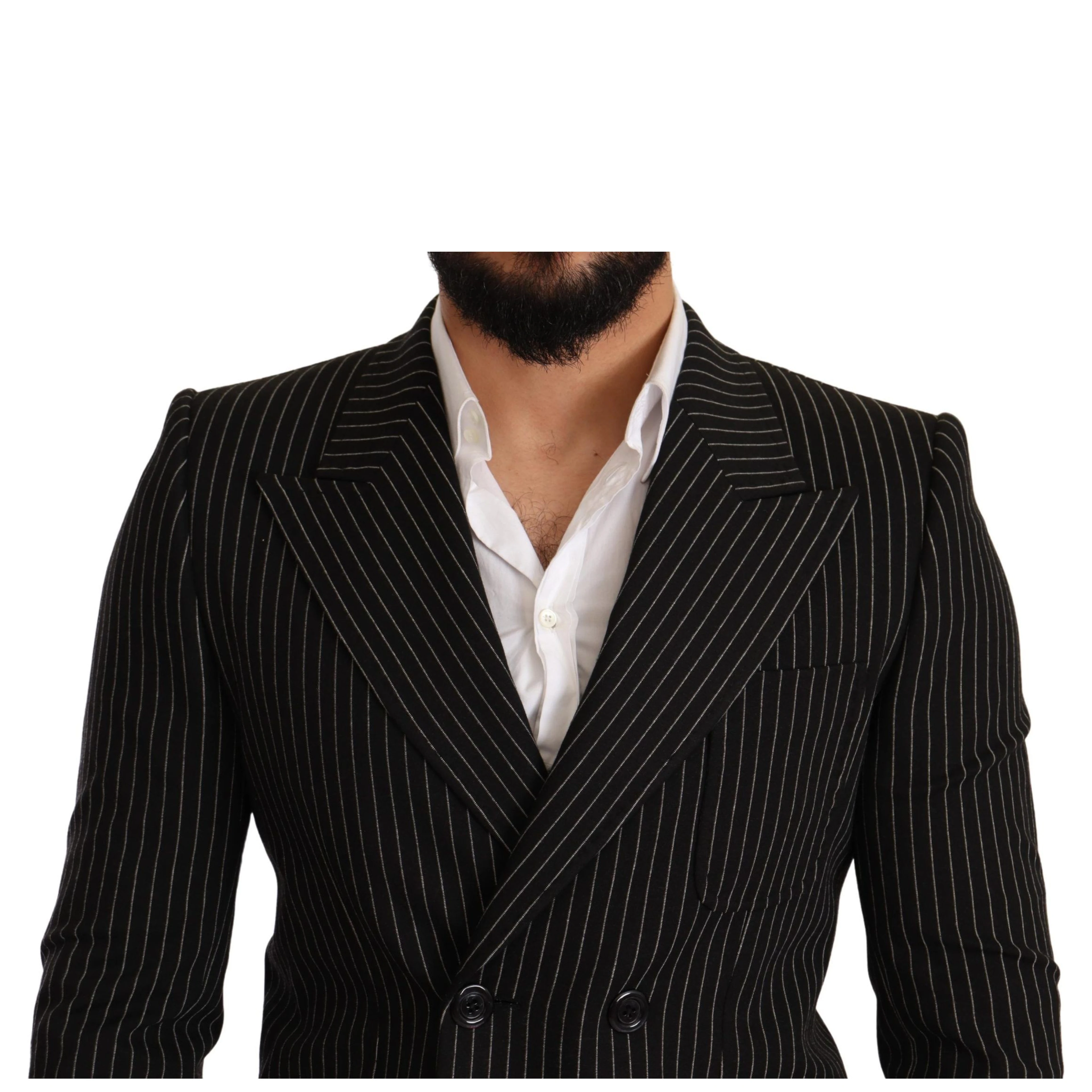 Black White Striped Slim Fit Coat Blazer