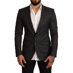 Gray Check Wool Slim Fit Blazer Jacket