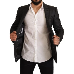 Gray Check Wool Slim Fit Blazer Jacket