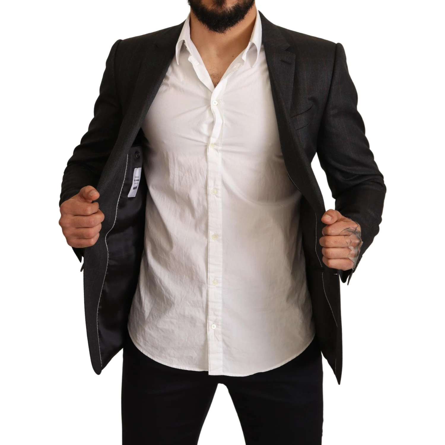 Gray Check Wool Slim Fit Blazer Jacket