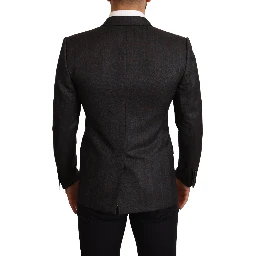 Gray Check Wool Slim Fit Blazer Jacket