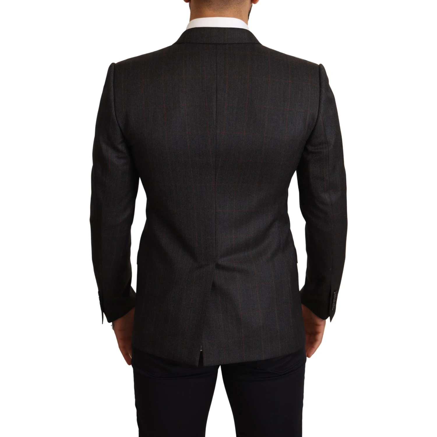 Gray Check Wool Slim Fit Blazer Jacket