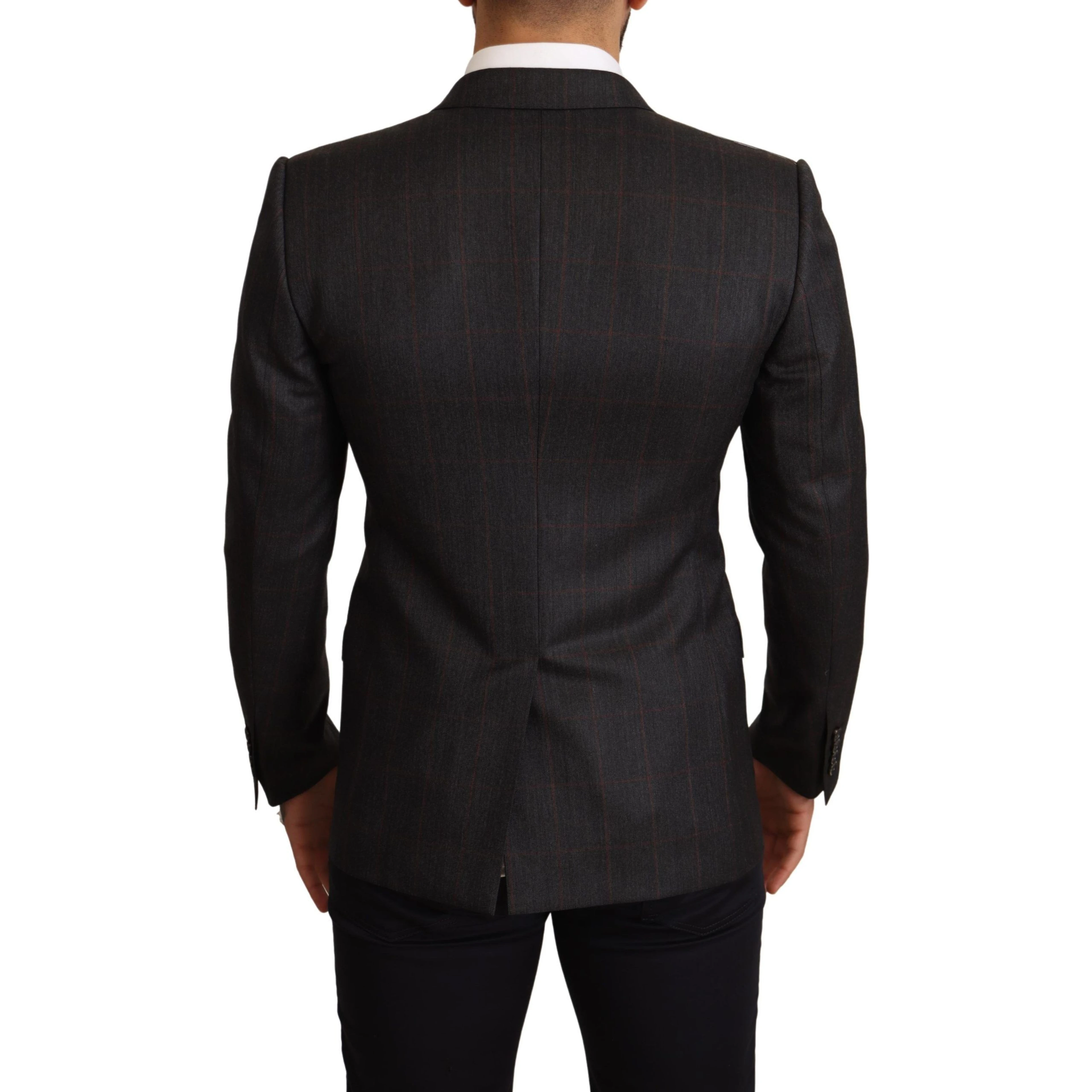 Gray Check Wool Slim Fit Blazer Jacket