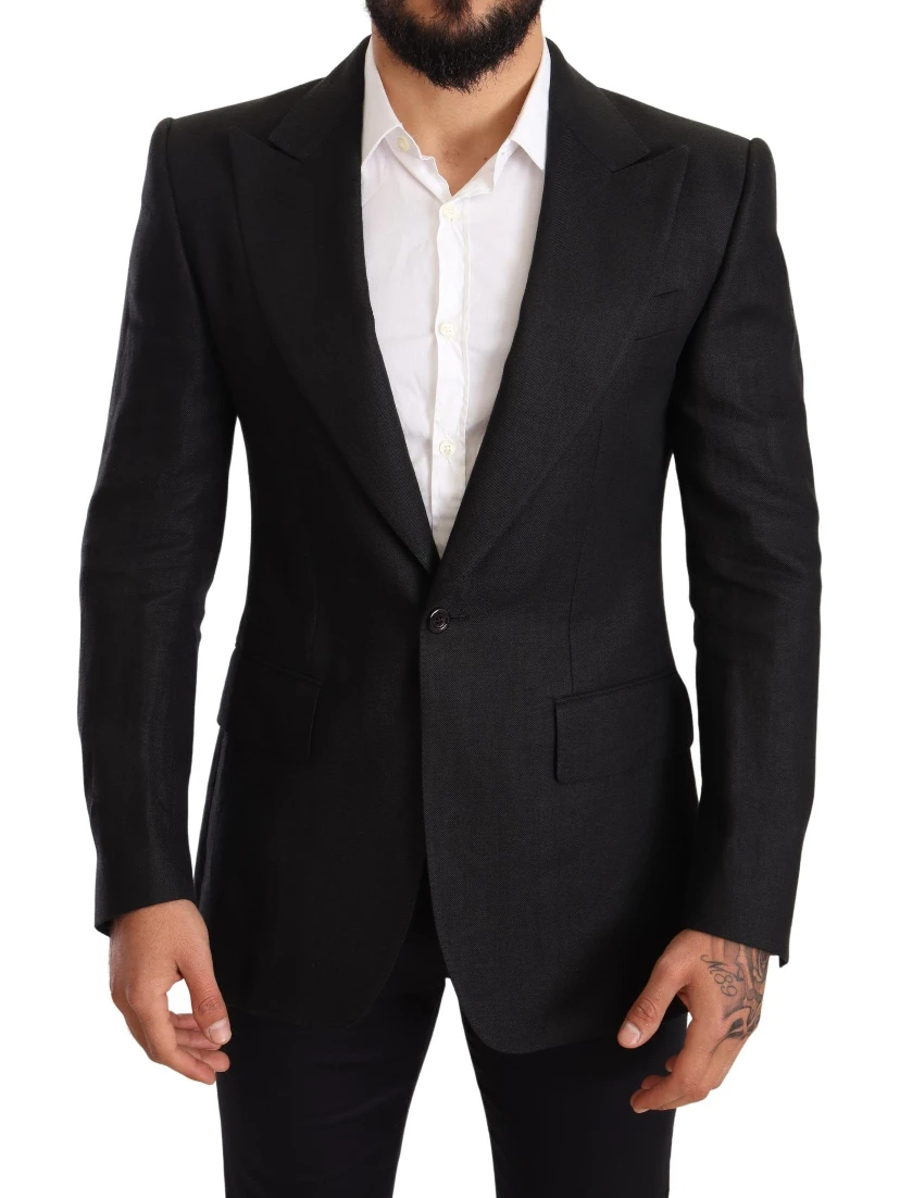 Black Linen Slim Fit Coat Jacket Blazer