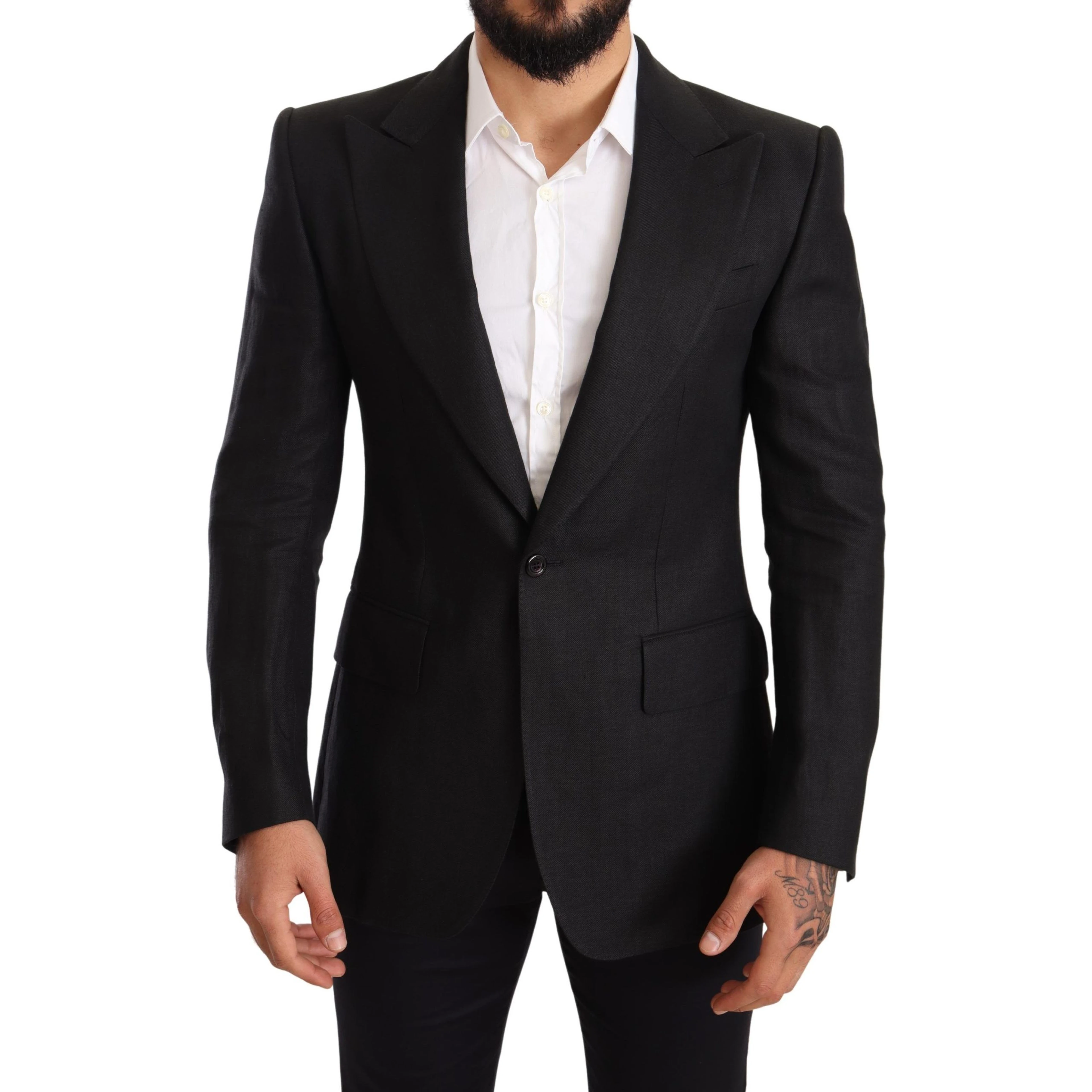 Black Linen Slim Fit Coat Jacket Blazer