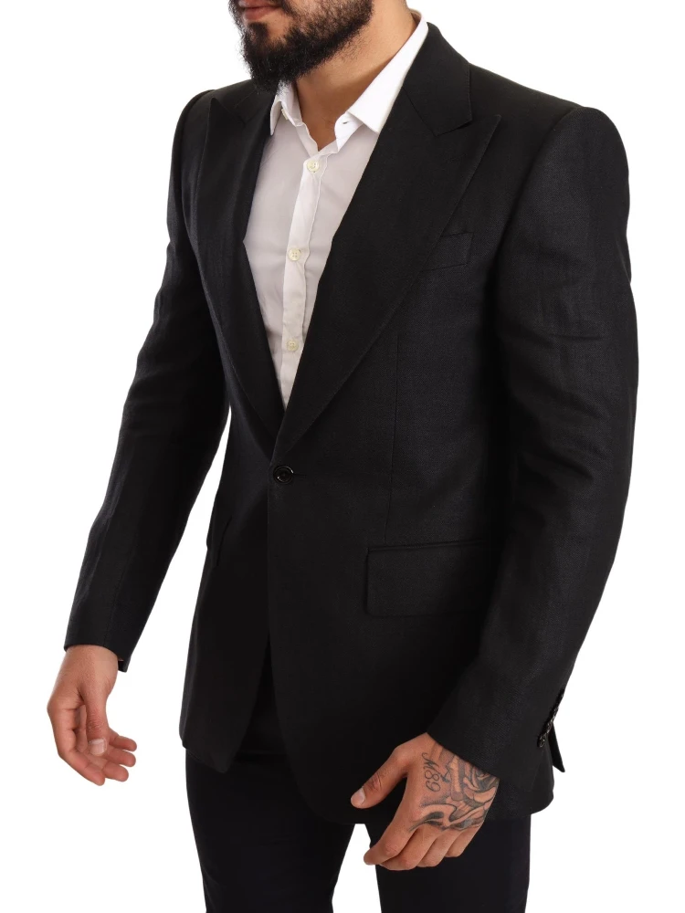 Black Linen Slim Fit Coat Jacket Blazer alternative