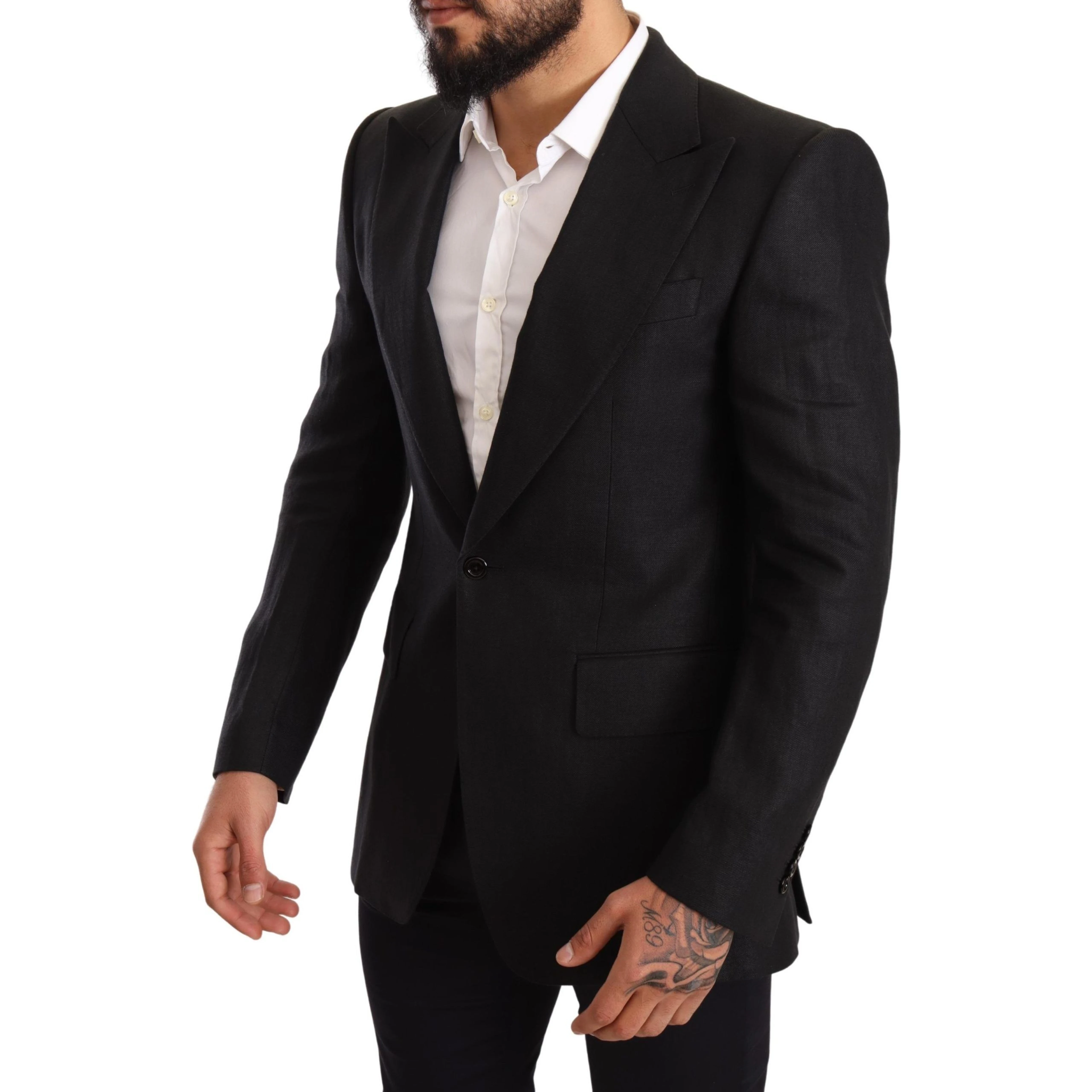 Black Linen Slim Fit Coat Jacket Blazer