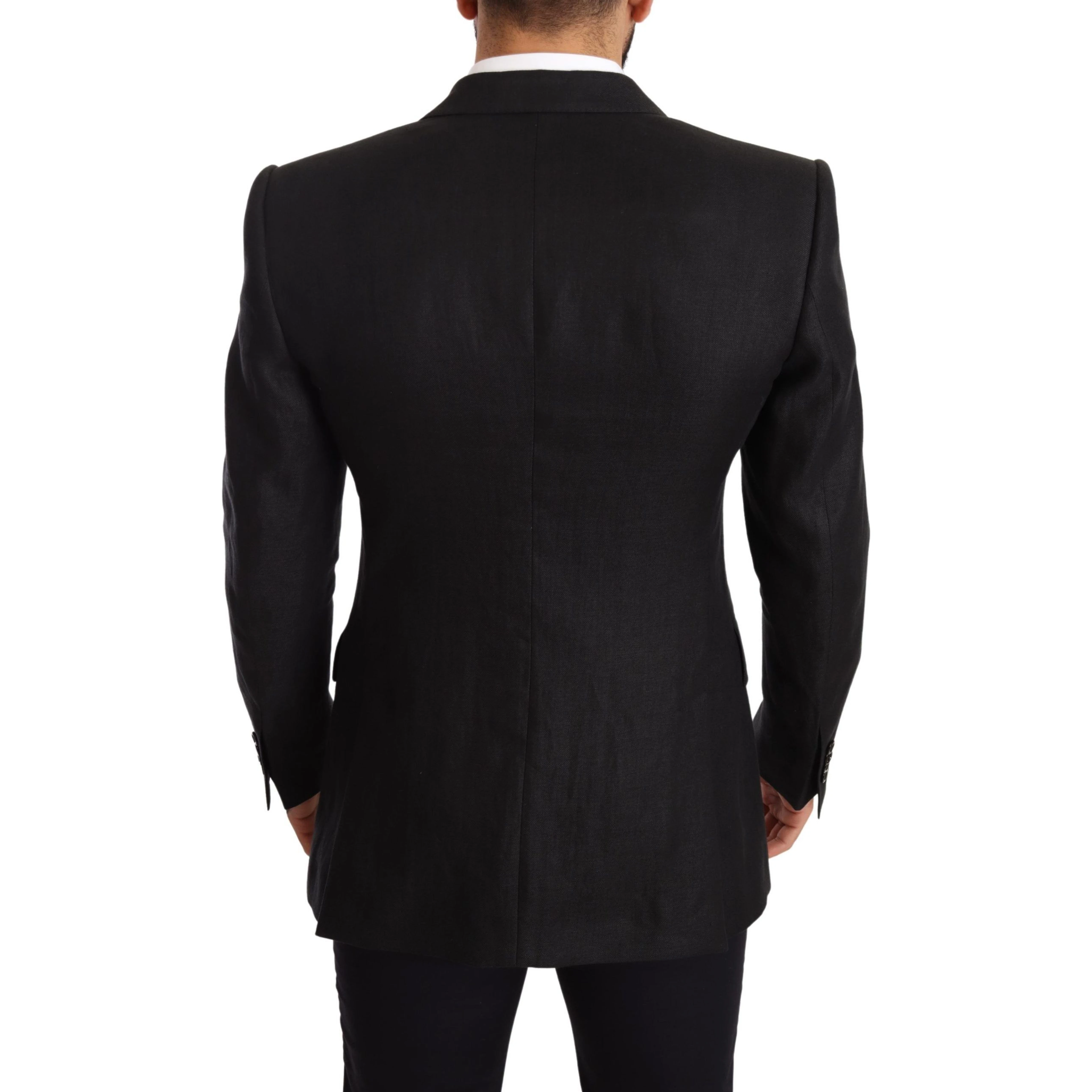 Black Linen Slim Fit Coat Jacket Blazer