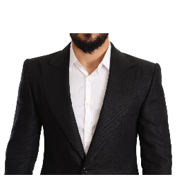Black Linen Slim Fit Coat Jacket Blazer