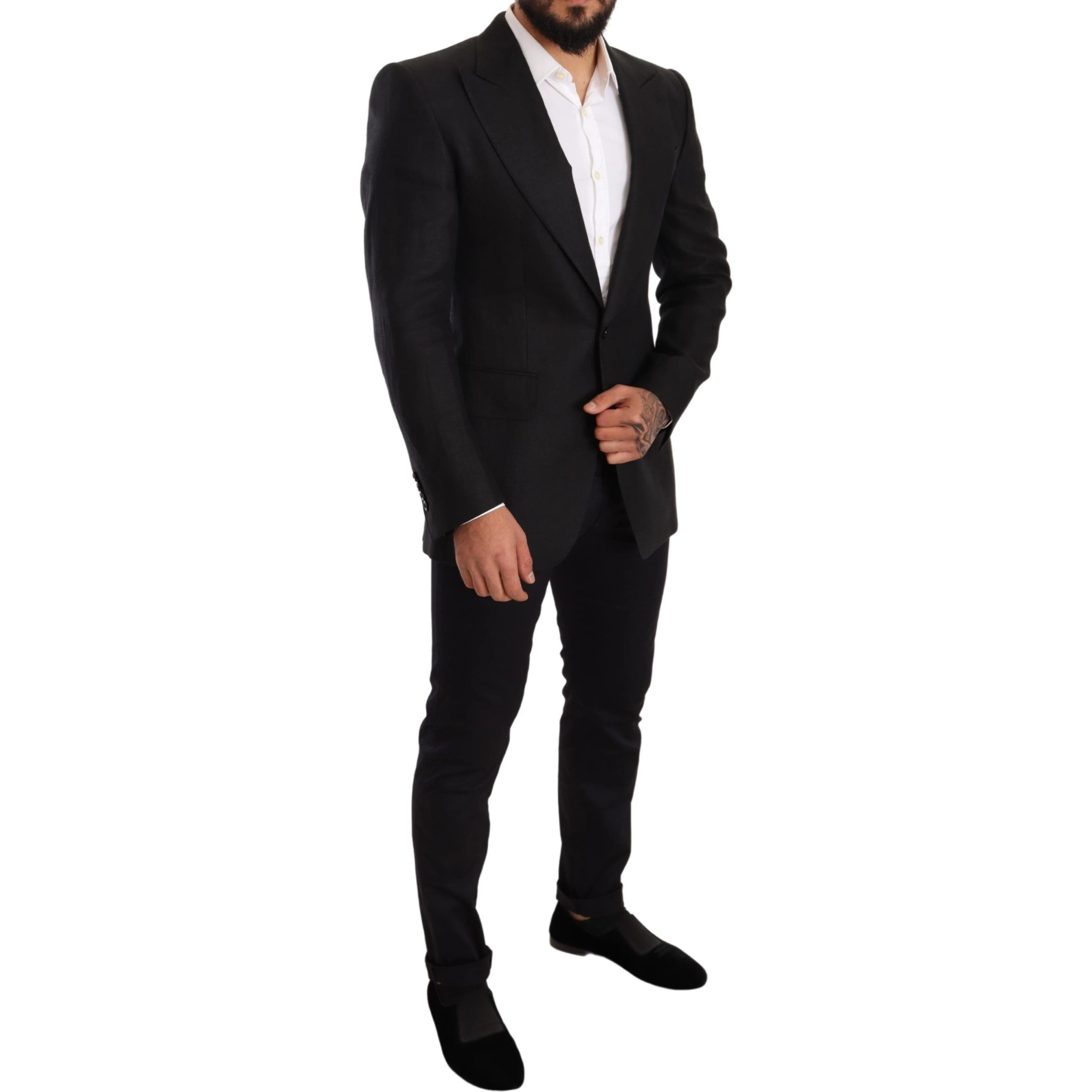 Black Linen Slim Fit Coat Jacket Blazer
