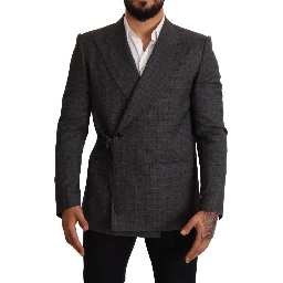 Gray Check Wool Slim Fit Blazer Jacket