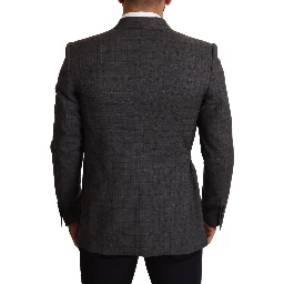 Gray Check Wool Slim Fit Blazer Jacket