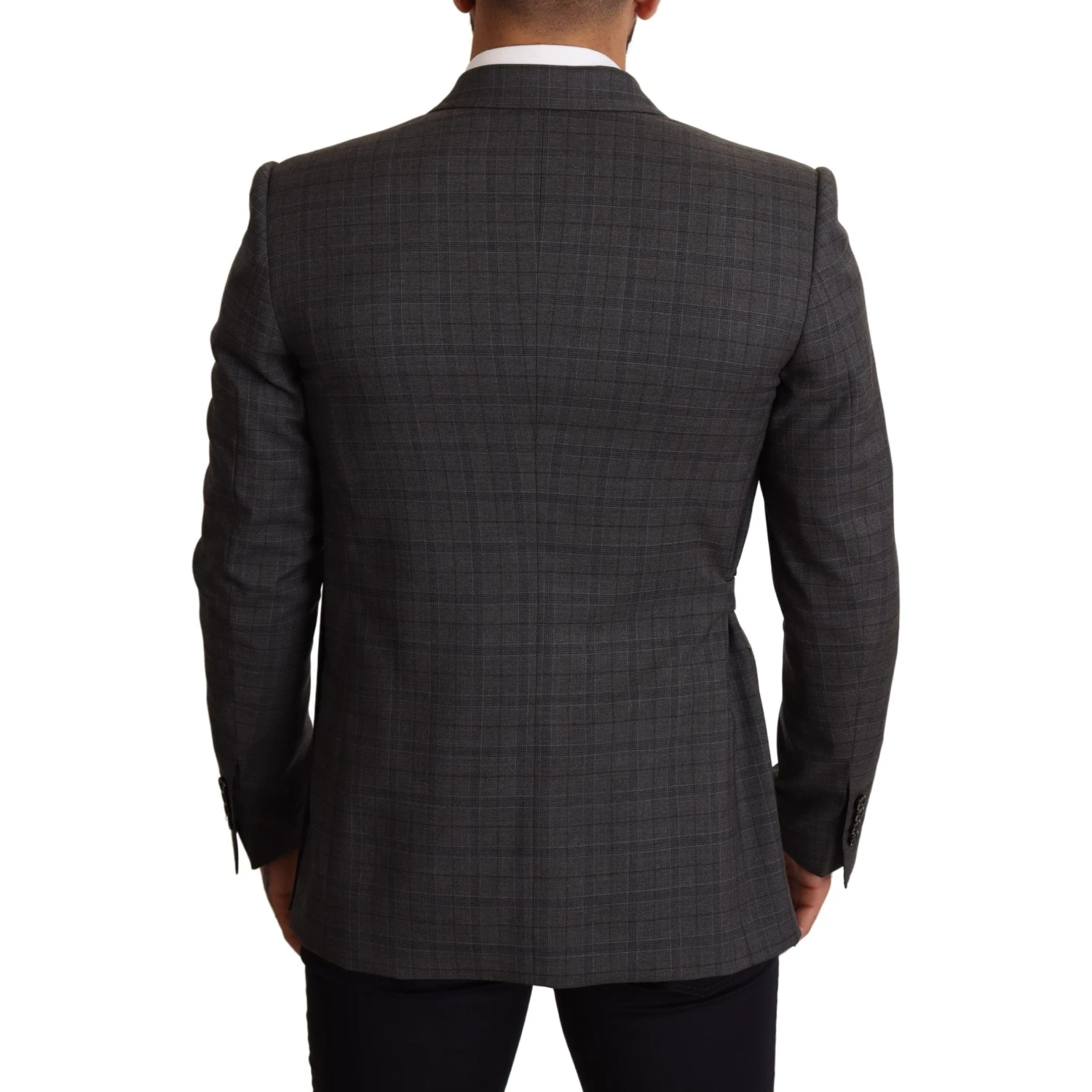 Gray Check Wool Slim Fit Blazer Jacket