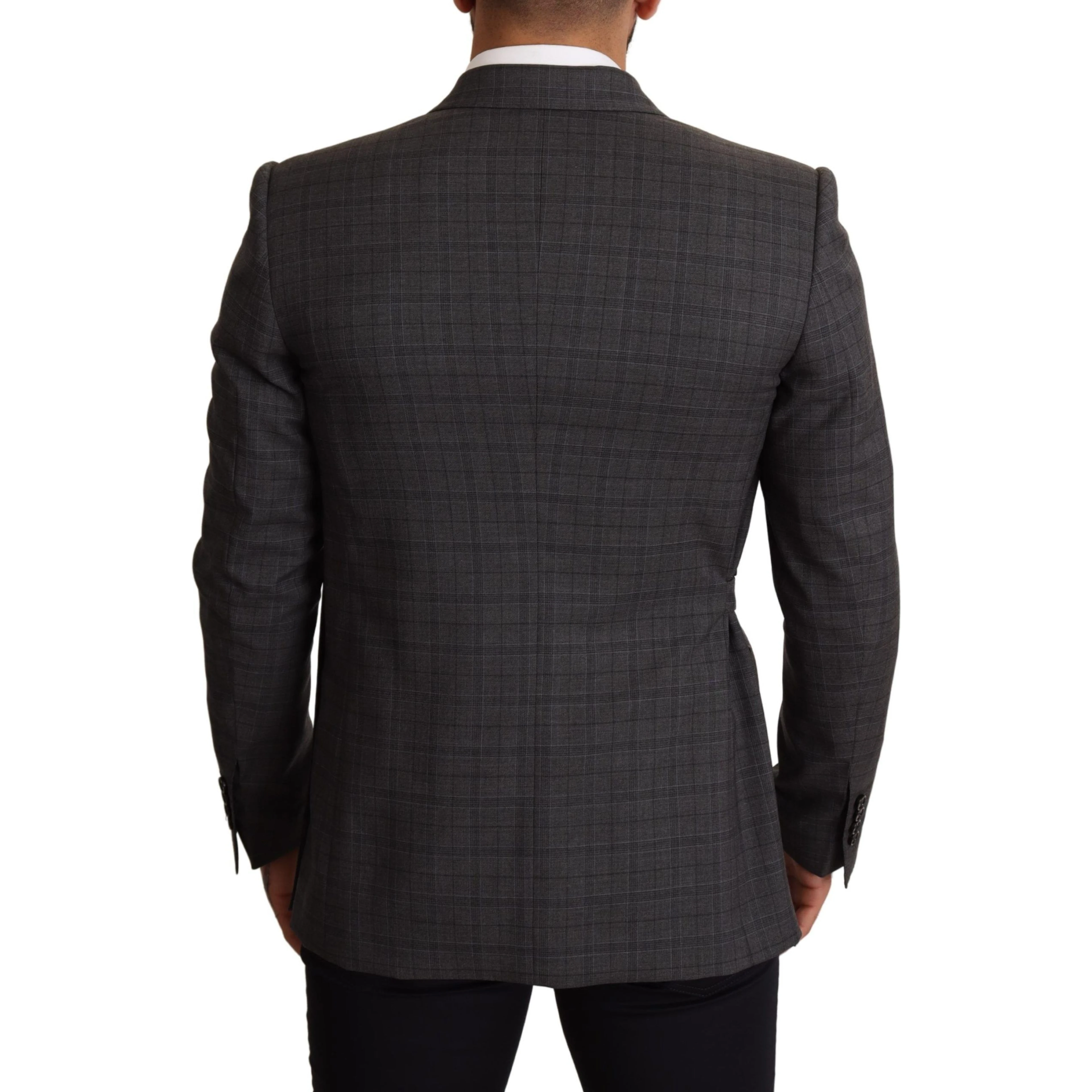 Gray Check Wool Slim Fit Blazer Jacket
