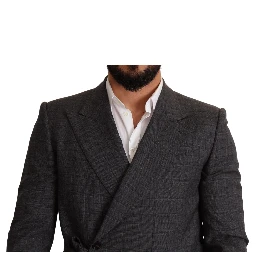 Gray Check Wool Slim Fit Blazer Jacket