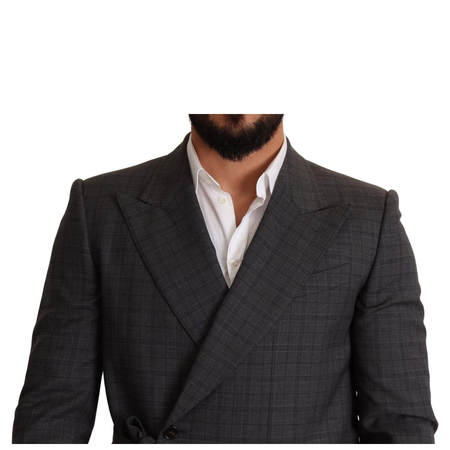 Gray Check Wool Slim Fit Blazer Jacket