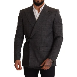 Gray Check Wool Slim Fit Blazer Jacket