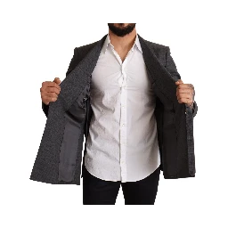 Gray Check Wool Slim Fit Blazer Jacket
