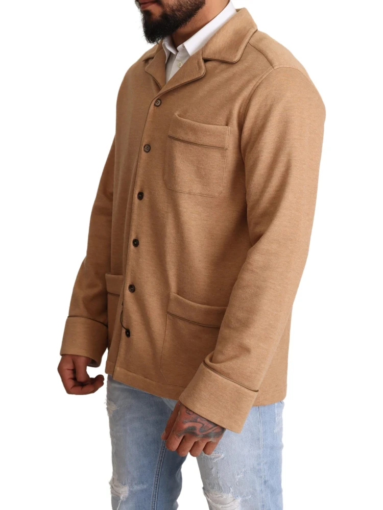 Brown Cotton Button Collared Coat Jacket alternative