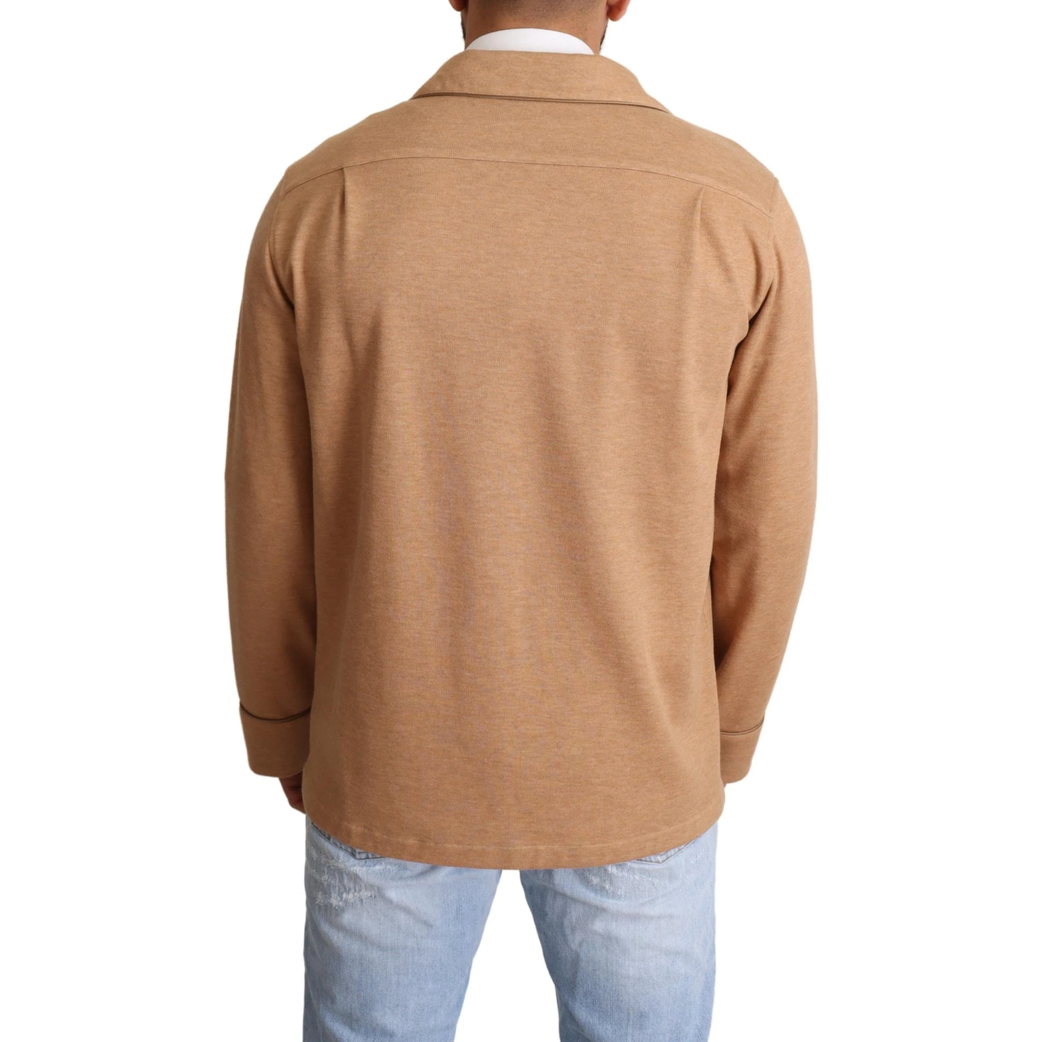 Brown Cotton Button Collared Coat Jacket