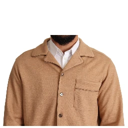 Brown Cotton Button Collared Coat Jacket
