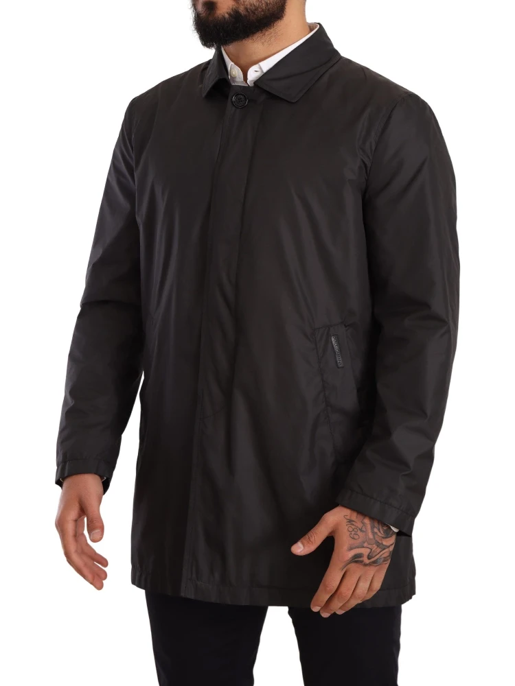 Black Polyester Mens Trench Coat Jacket alternative