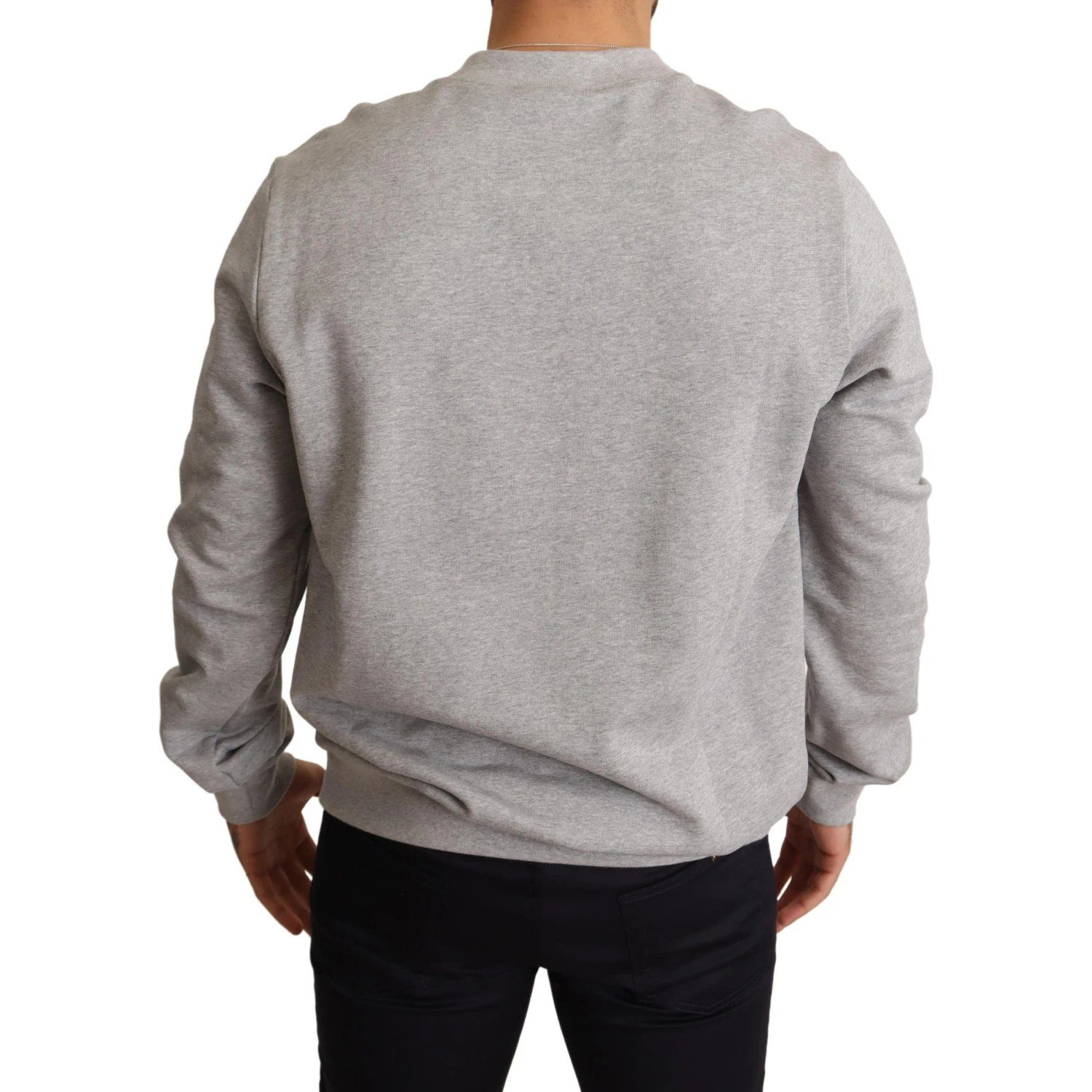 Gray Crown King Print Cotton Sweater