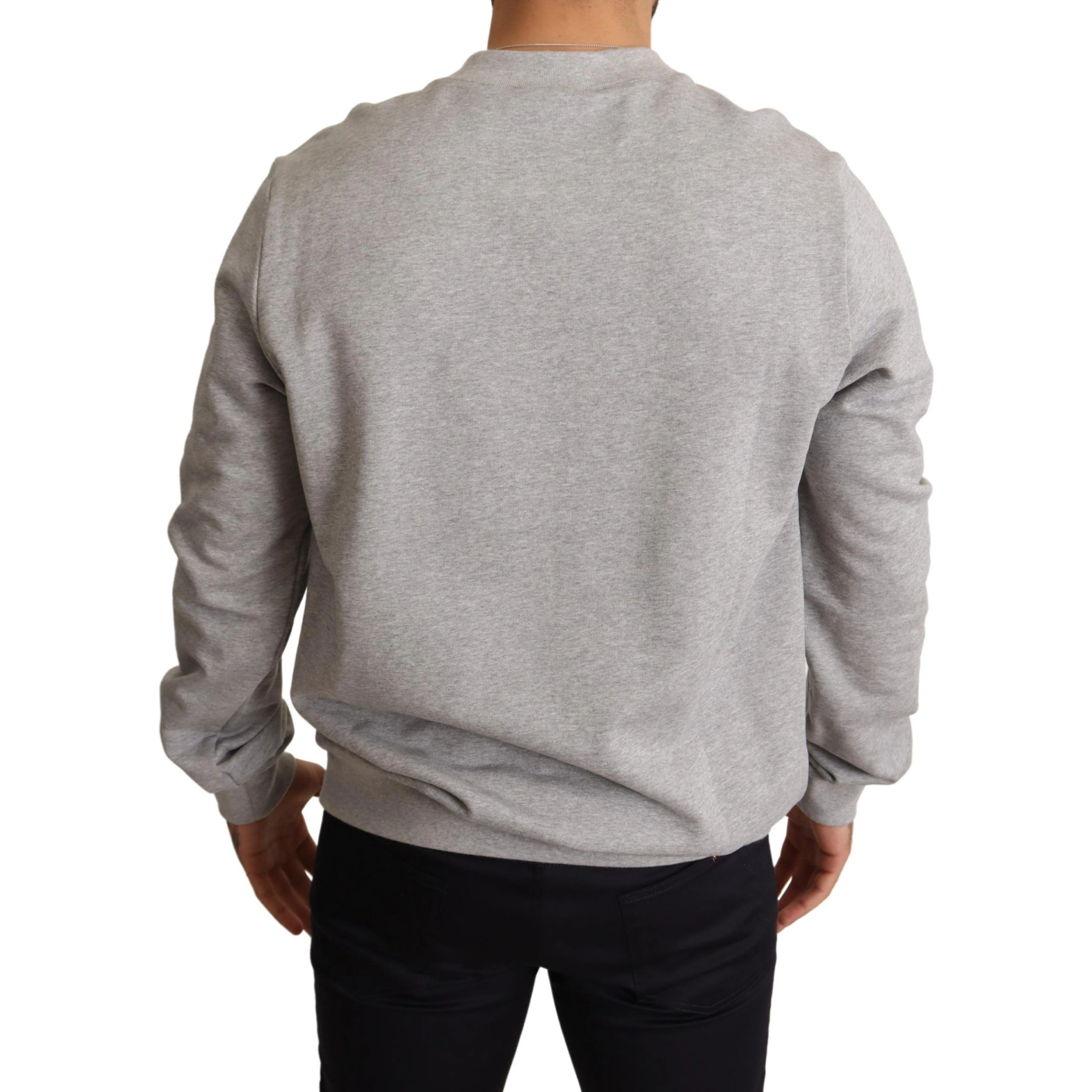 Gray Crown King Print Cotton Sweater
