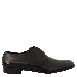 Black Leather Lace Up Men Dress Derby Shoes