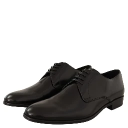 Black Leather Lace Up Men Dress Derby Shoes