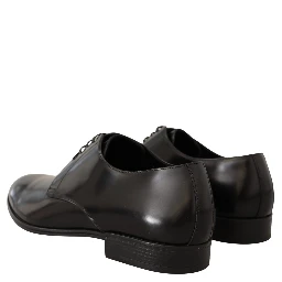 Black Leather Lace Up Men Dress Derby Shoes