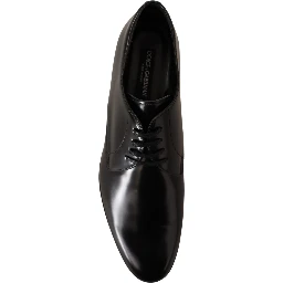 Black Leather Lace Up Men Dress Derby Shoes