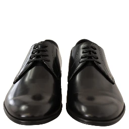 Black Leather Lace Up Men Dress Derby Shoes