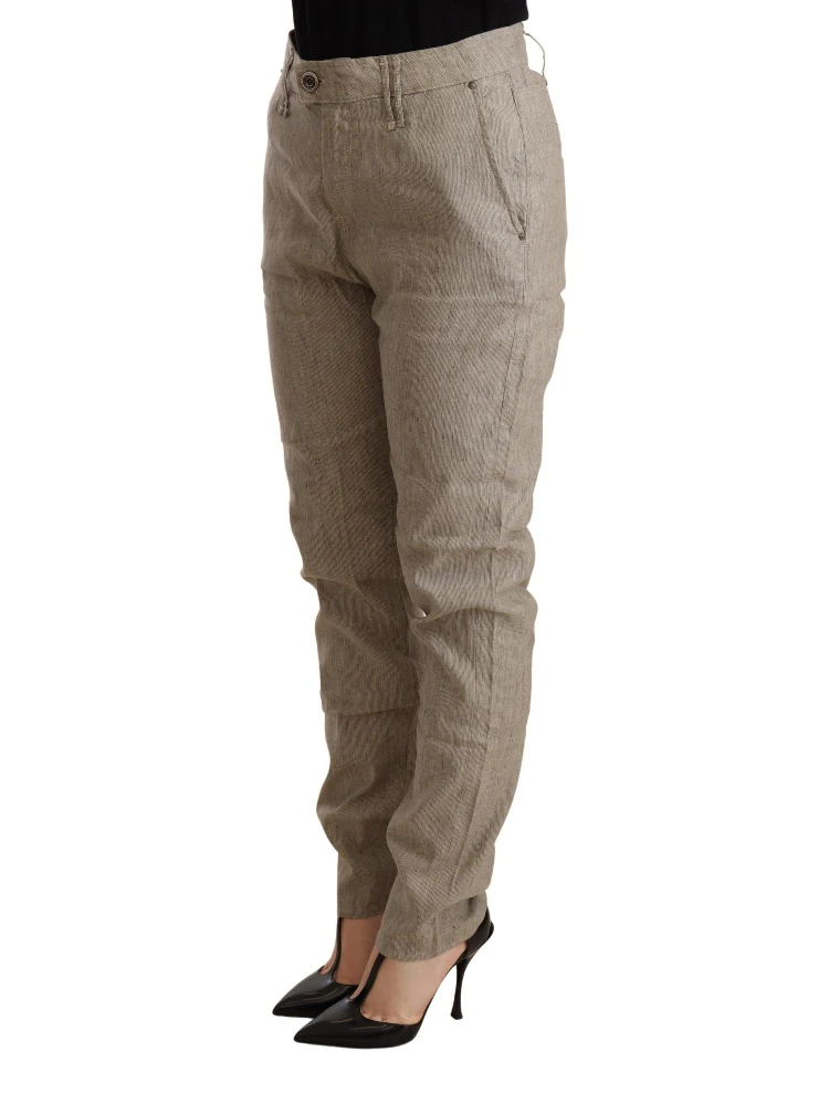 Beige Mid Waist Casual Baggy Stretch Trouser alternative