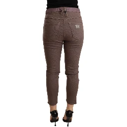 Brown Mid Waist Cropped Skinny Stretch Trouser