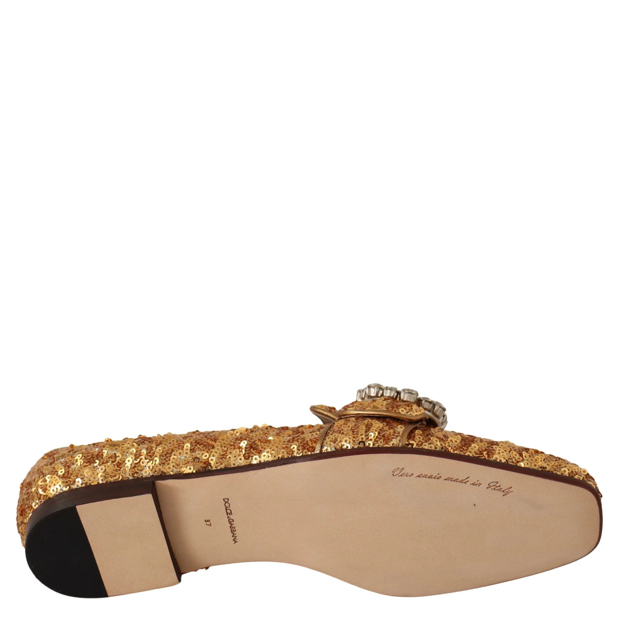 Gold Sequin Crystal Flat Women Loafers Shoes