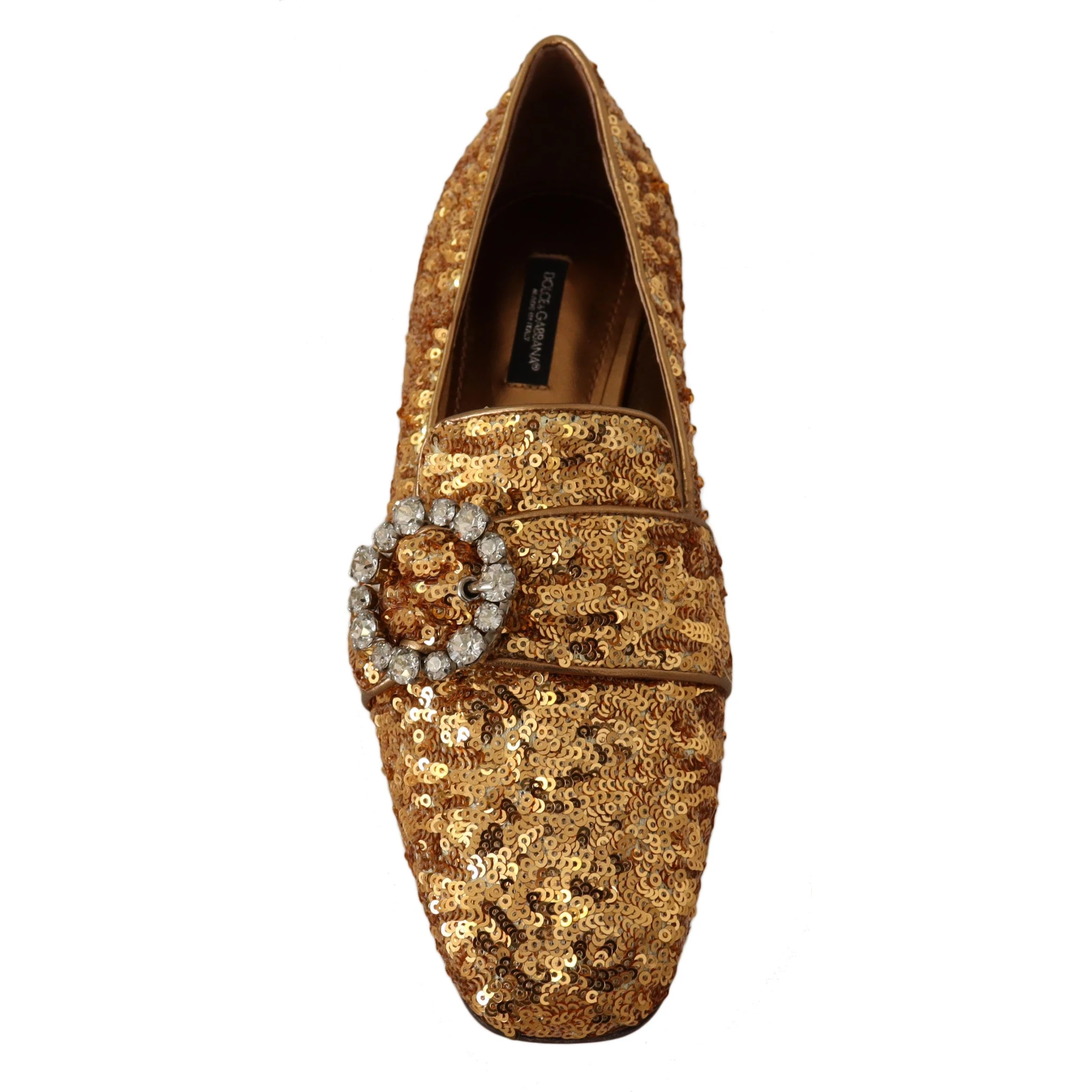 Gold Sequin Crystal Flat Women Loafers Shoes