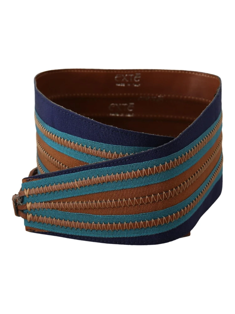 Brown Leather Wide Waistband Tie Fastening Belt