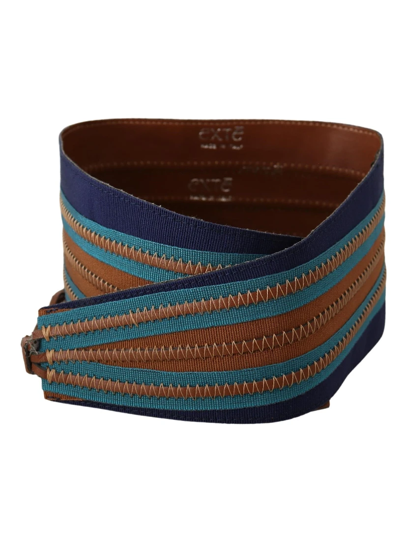 Brown Leather Wide Waistband Tie Fastening Belt