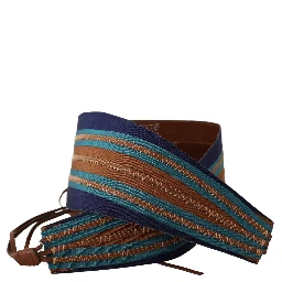 Brown Leather Wide Waistband Tie Fastening Belt