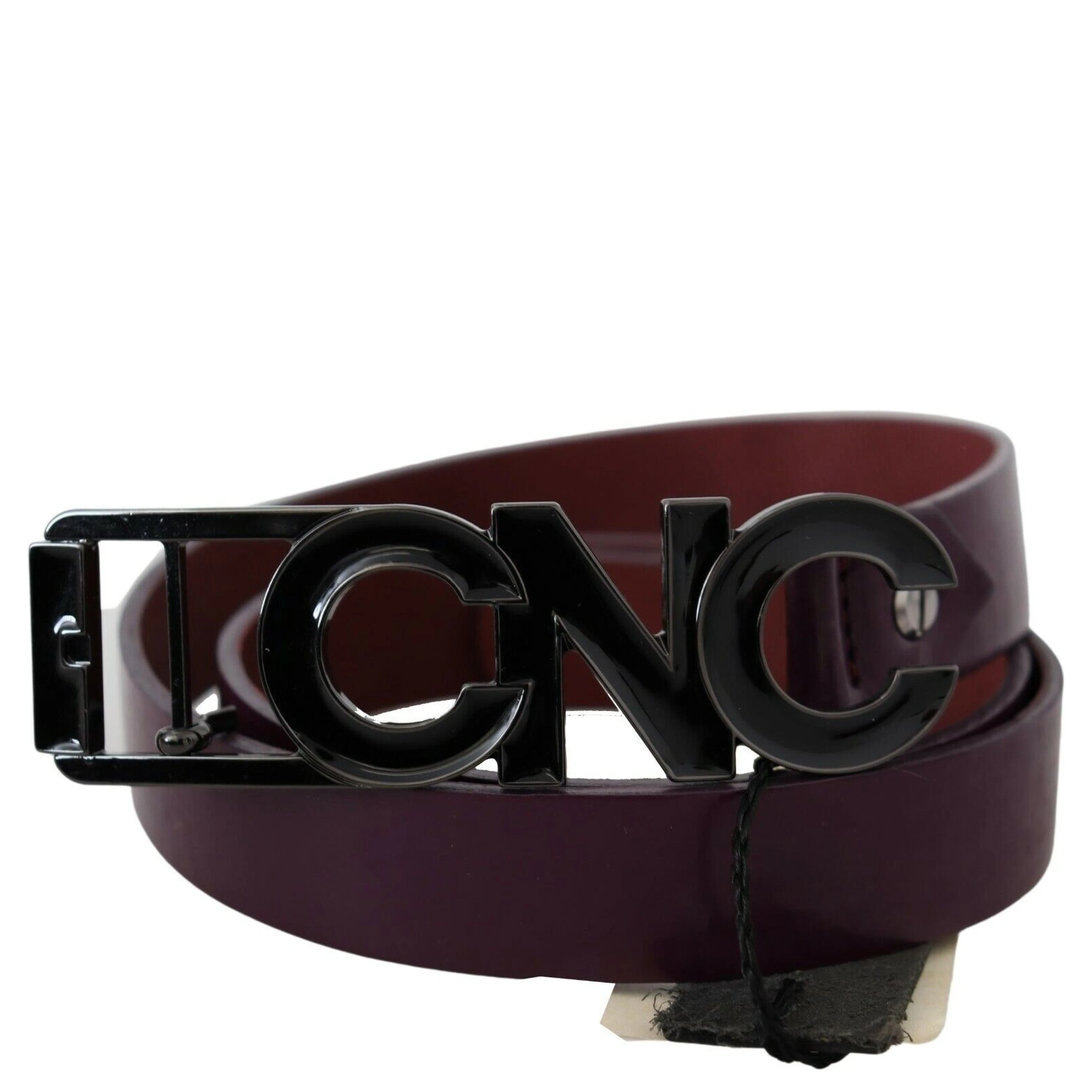 Brown Leather Large Logo Letter Buckle Belt