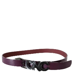 Brown Leather Large Logo Letter Buckle Belt