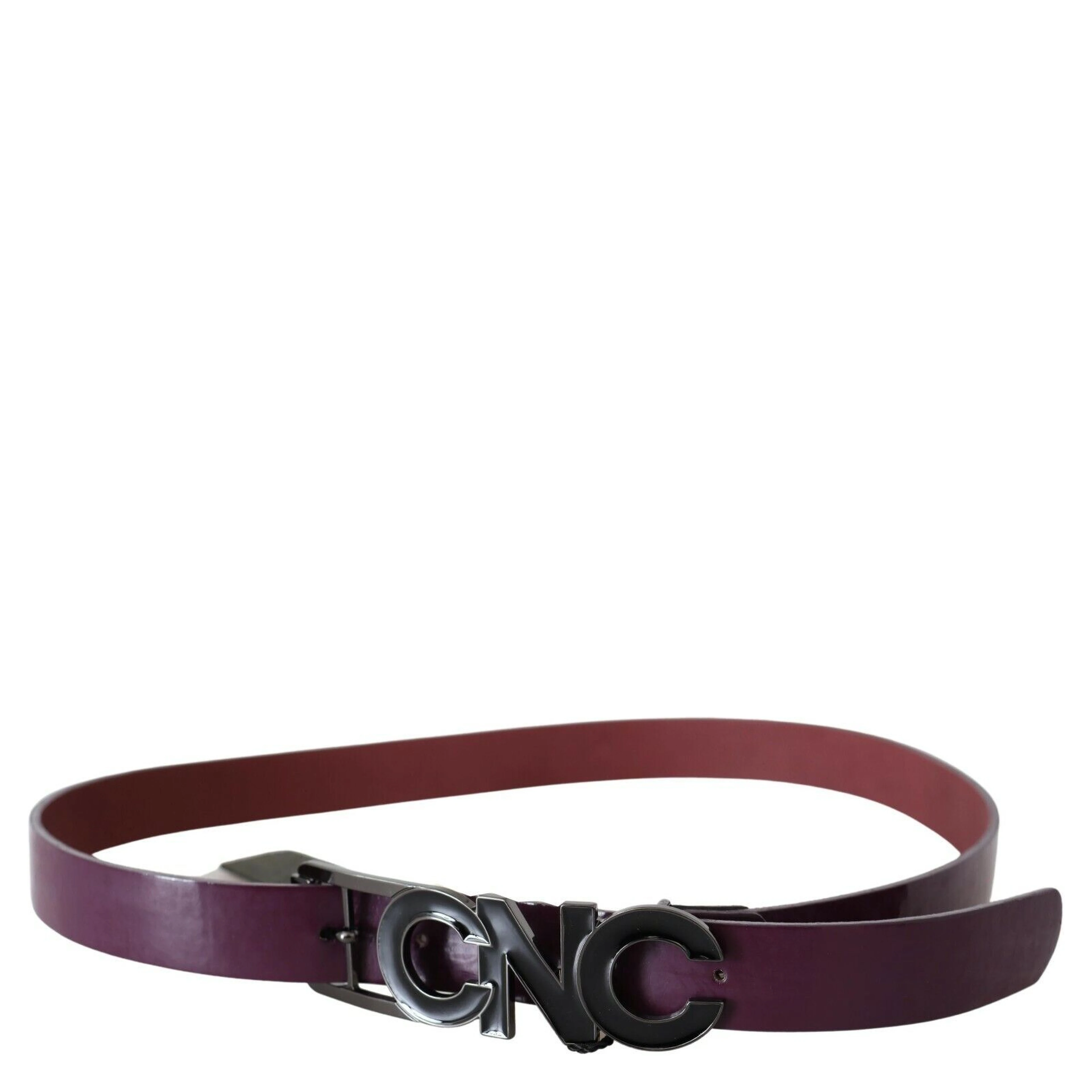 Brown Leather Large Logo Letter Buckle Belt