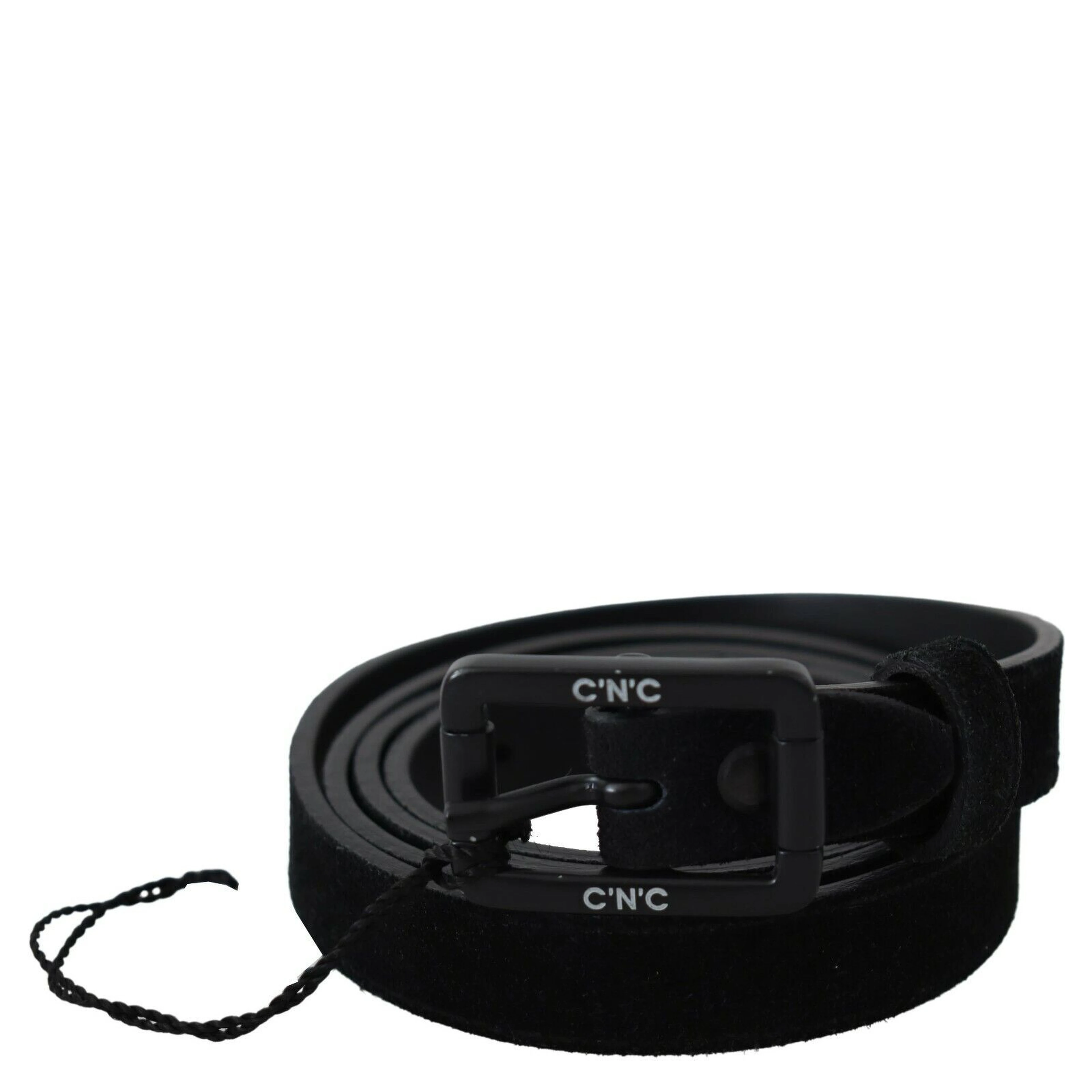 Black Leather Velvet Square Buckle Waist
