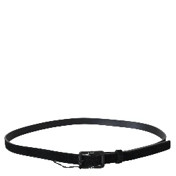 Black Leather Velvet Square Buckle Waist