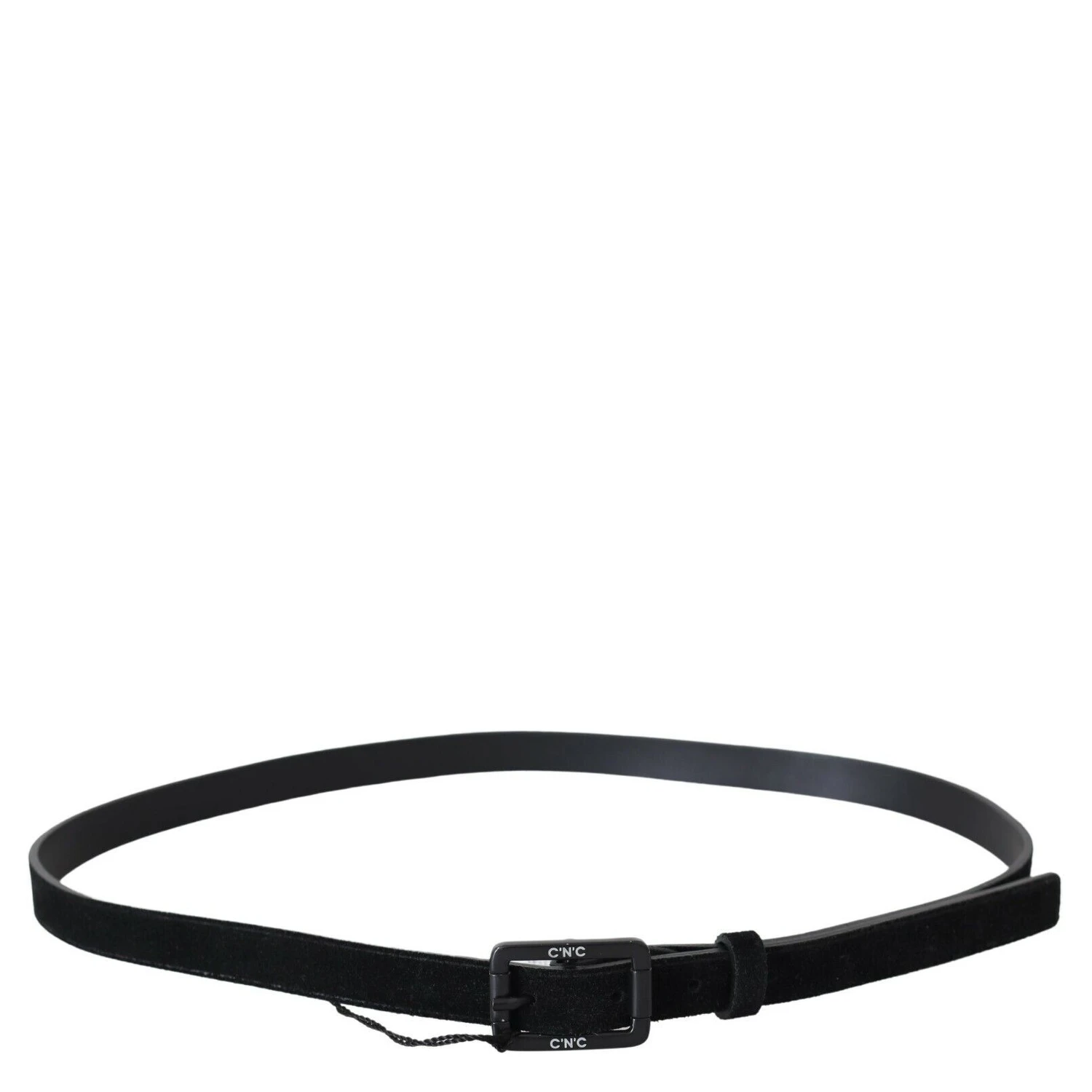 Black Leather Velvet Square Buckle Waist