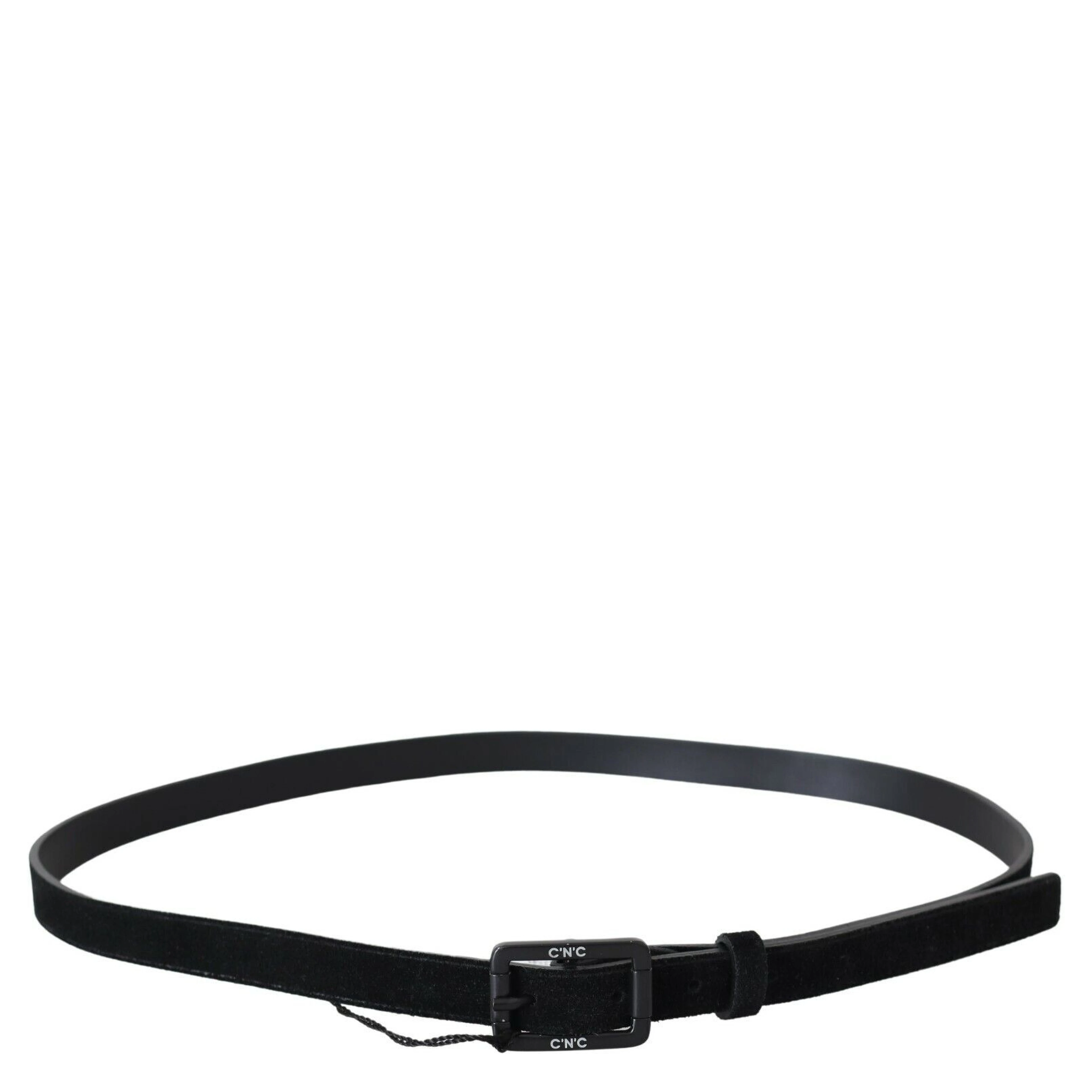 Black Leather Velvet Square Buckle Waist